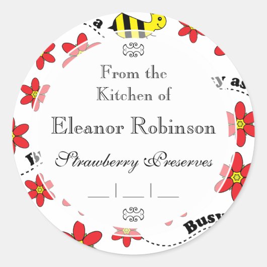 Funny Busy Little Bumble Bee Pattern Cute Ronde Sticker (Voorkant)