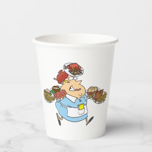 Funny Busy Waitress Overworked Server Papieren Bekers (Voorkant)