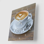 Funny but First Coffee Cup Kitchen Vierkante Klok (Hoek)