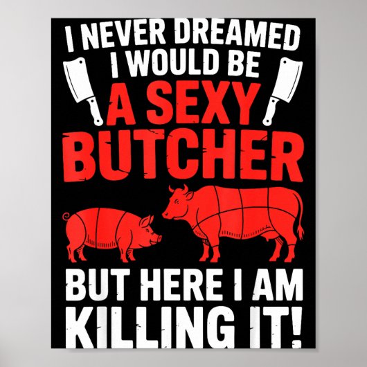 Funny Butcher Design For Men Women Butchery Meat B Poster (Voorkant)
