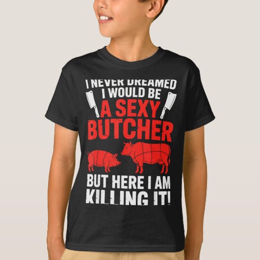 Funny Butcher Design For Men Women Butchery Meat B T-shirt (Voorkant)