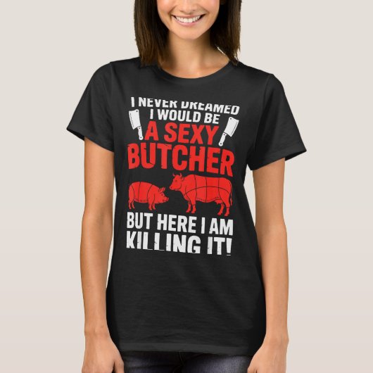 Funny Butcher Design For Men Women Butchery Meat B T-shirt (Voorkant)