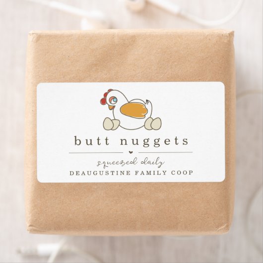 Funny Butt Nugget Boerderij Coop Egg Karton Label (Insitu)