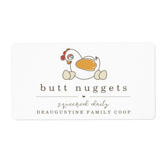 Funny Butt Nugget Boerderij Coop Egg Karton Label (Voorkant)