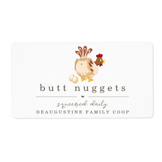 Funny Butt Nugget Boerderij Coop Egg Karton Label (Voorkant)