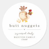 Funny Butt Nugget Farm Coop Egg Carton Label (Voorkant)