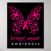 Funny Butterfly Breast Cancer Awareness Ribbon  Poster (Voorkant)