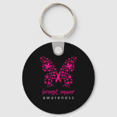 Funny Butterfly Breast Cancer Awareness Ribbon  Sleutelhanger (Voorkant)
