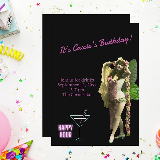 Funny  Butterfly Girl Birthday Invite Kaart