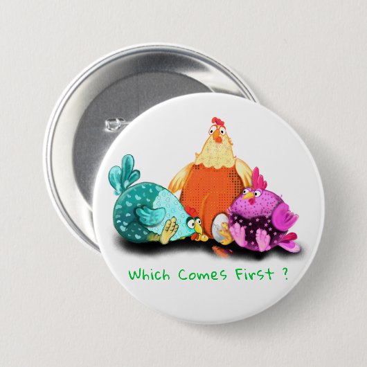 Funny Button kippen die op eieren wachten (Voorkant /achterkant)