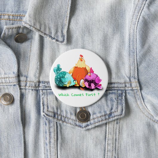 Funny Button kippen die op eieren wachten (In situ)