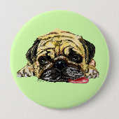 Funny Button met Pug Dog - Aangepaste kleuren - Te (Voorkant)