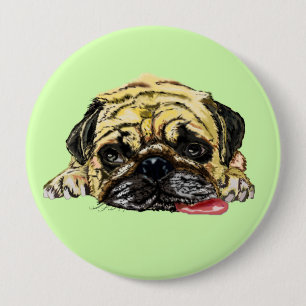 Funny Button met Pug Dog - Aangepaste kleuren - Te