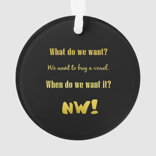 Funny Buy a Vowel — Now! Ornament (achterkant)