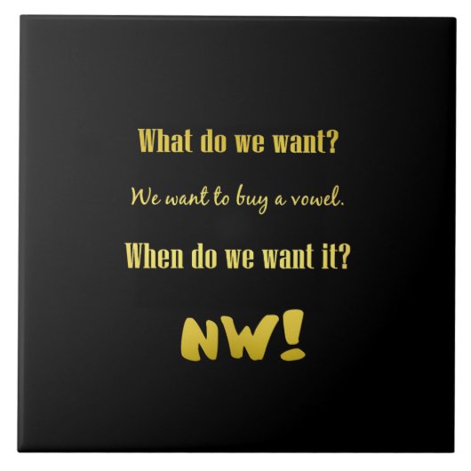 Funny Buy a Vowel — Now! Tegeltje (Voorkant)