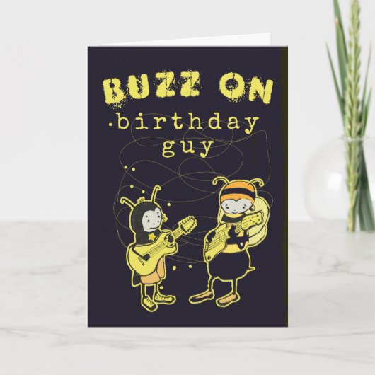 Funny Buzz On Rock Gekke Birthday Humor Black Kaart (Voorkant)