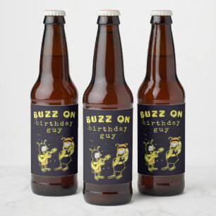 Funny Buzz on Rock Gekke Cute Birthday Humor Black Bier Etiket