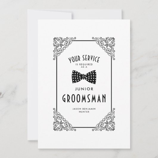 Funny BW Stropdas Junior Groomsman  Vlaanderen (Voorkant)