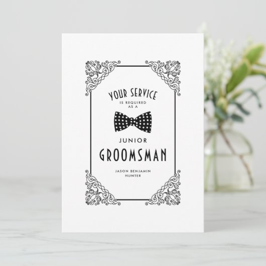 Funny BW Stropdas Junior Groomsman Vlaanderen (Staand voorkant)