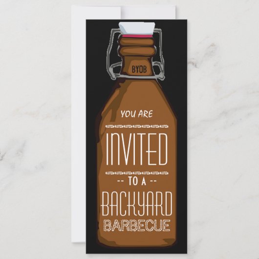 Funny BYOB Beer Bottle BBQ Party Invitation Kaart (Voorkant)