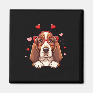 Funny Bysset Hound Headbynd Heart Valentine Womens Magneet