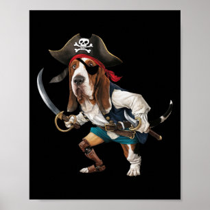 Funny Bysset Hound Pirate Halloween Mannen vrouwen Poster