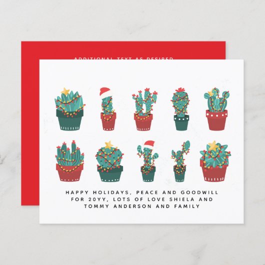 Funny Cacti Kerstcactus Aangepaste jaarbrief (Voorkant / Achterkant)