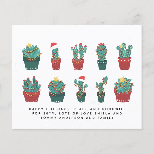 Funny Cacti Kerstcactus Aangepaste jaarbrief (Voorkant)