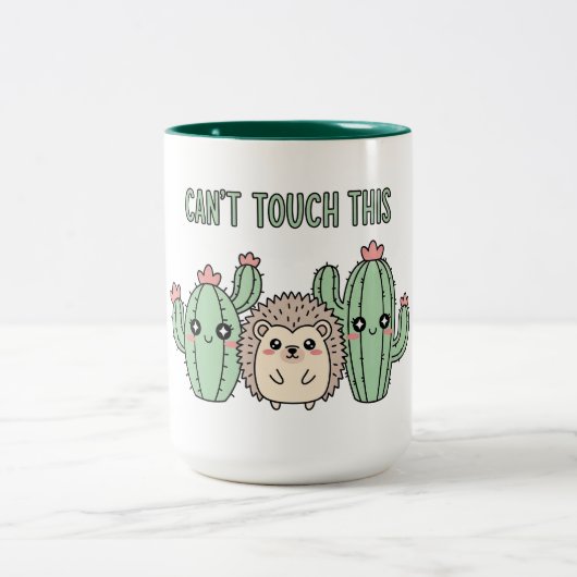 Funny Cactus and Hedgehog Tweekleurige Koffiemok (Center)
