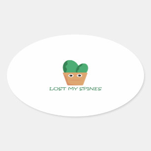 Funny cactus cartoon illustratie humor  ovale sticker