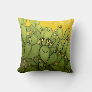 Funny Cactus Green Yellow Succulent Kussen