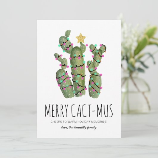 Funny Cactus Kerstfeestdag Feestdagenkaart (Staand voorkant)