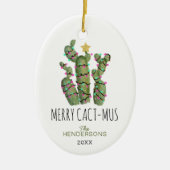 Funny Cactus Kerstfeestdag Keramisch Ornament (Voorkant)