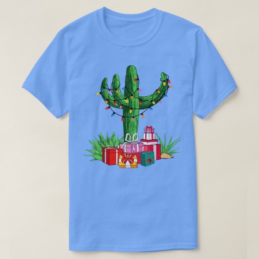 Funny Cactus-kerstlampjes-familie komt overeen T-shirt (Design voorkant)