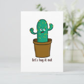 Funny Cactus Laten we het uit Kawaii halen Bedankkaart (Staand voorkant)