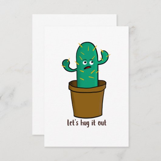 Funny Cactus Laten we het uit Kawaii halen Bedankkaart (Voorkant / Achterkant)