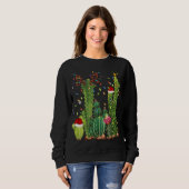 Funny Cactus Lights Santa Hat Sweater Xmas Tree Ch (Voorkant volledig)