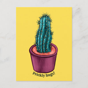 Funny Cactus Psychedelic Potted Succulent Plant Briefkaart