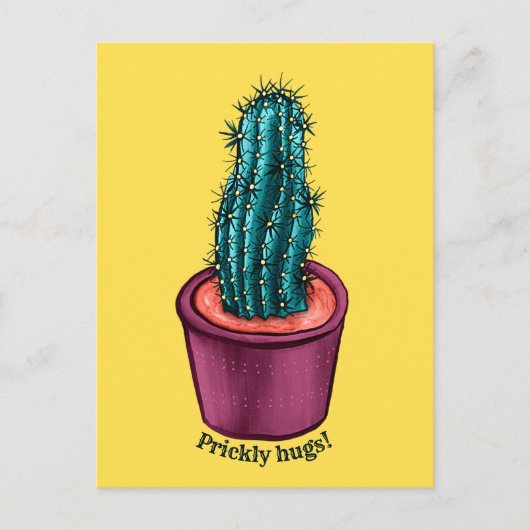 Funny Cactus Psychedelic Potted Succulent Plant Briefkaart (Voorkant)