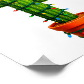 Funny Cactus Santa Hat Xmas Tree Lights Merry Chri Poster (Hoek)