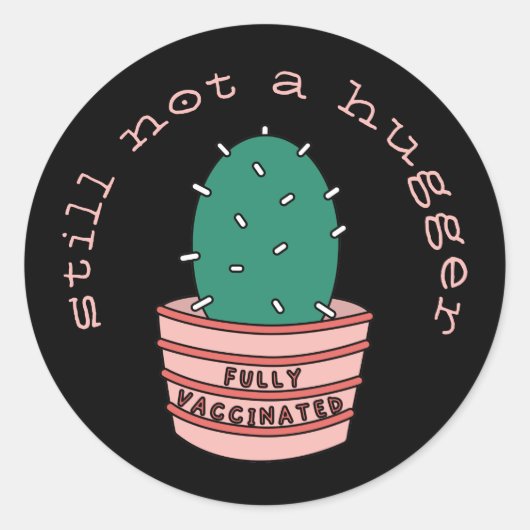 Funny Cactus: Volledig gevaccineerd, nog steeds ge Ronde Sticker (Voorkant)