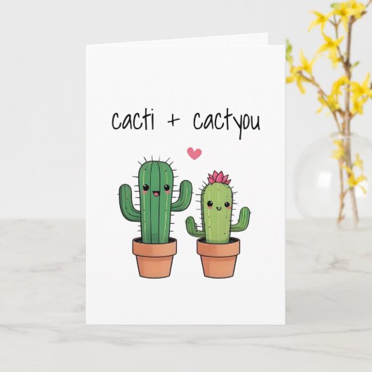 Funny Cactus Wenskaart Kaart (Gele Bloem)