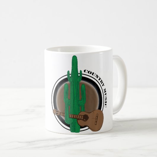 Funny Cactus With Guitar Playing Country Music Koffiemok (Voorkant rechts)