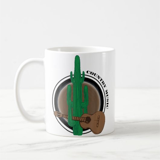 Funny Cactus With Guitar Playing Country Music Koffiemok (Links)