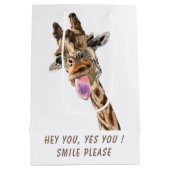 Funny cadeautas met speelse giraffe - glimlach (Achterkant)