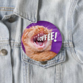 Funny Caffeine Loving Cat Coffee Ronde Button 4,0 Cm (In situ)