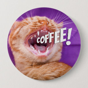 Funny Caffeine Loving Cat Coffee Ronde Button 4,0 Cm