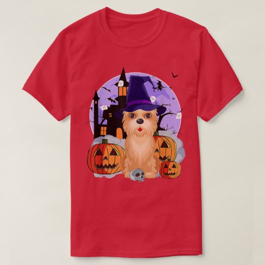 Funny Cairn Terrier Dog Halloween Witch Pumpkin T-shirt (Design voorkant)