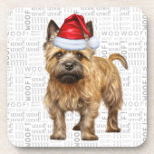 Funny Cairn Terrier Dog Wof Word Art Holiday Bier Onderzetter (Voorkant)