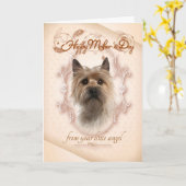 Funny Cairn Terrier Mother's Day Card Kaart (Gele Bloem)